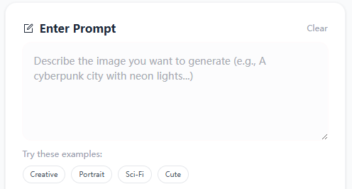 Enter text prompt into AI image generator