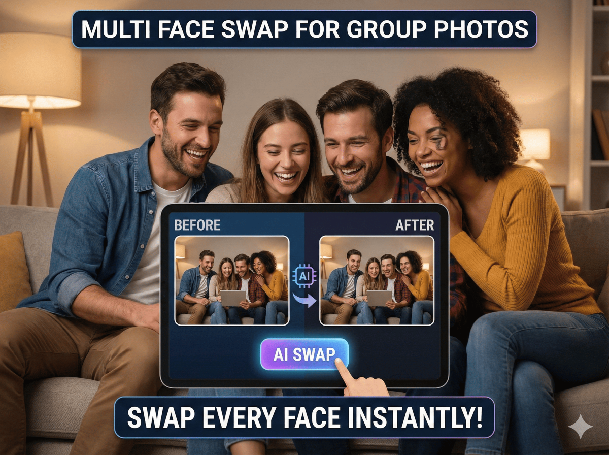 Multi Face Swap in Group Photo