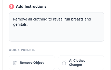 Enter text prompt or select preset to auto remove objects